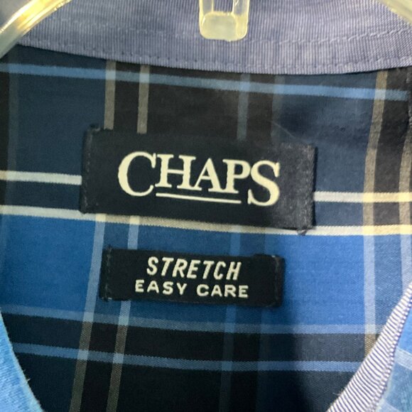 Chaps Mens Blue Plaid Button-Down Shirt XL Stretch Easy‎ Care - Picture 5 of 6